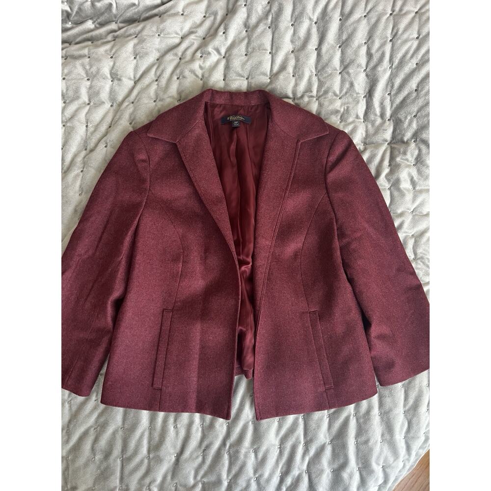 Brooks Brothers Loro Piana Open Blazer Cranberry Wine Wool Cashmere Silk sz 10 P